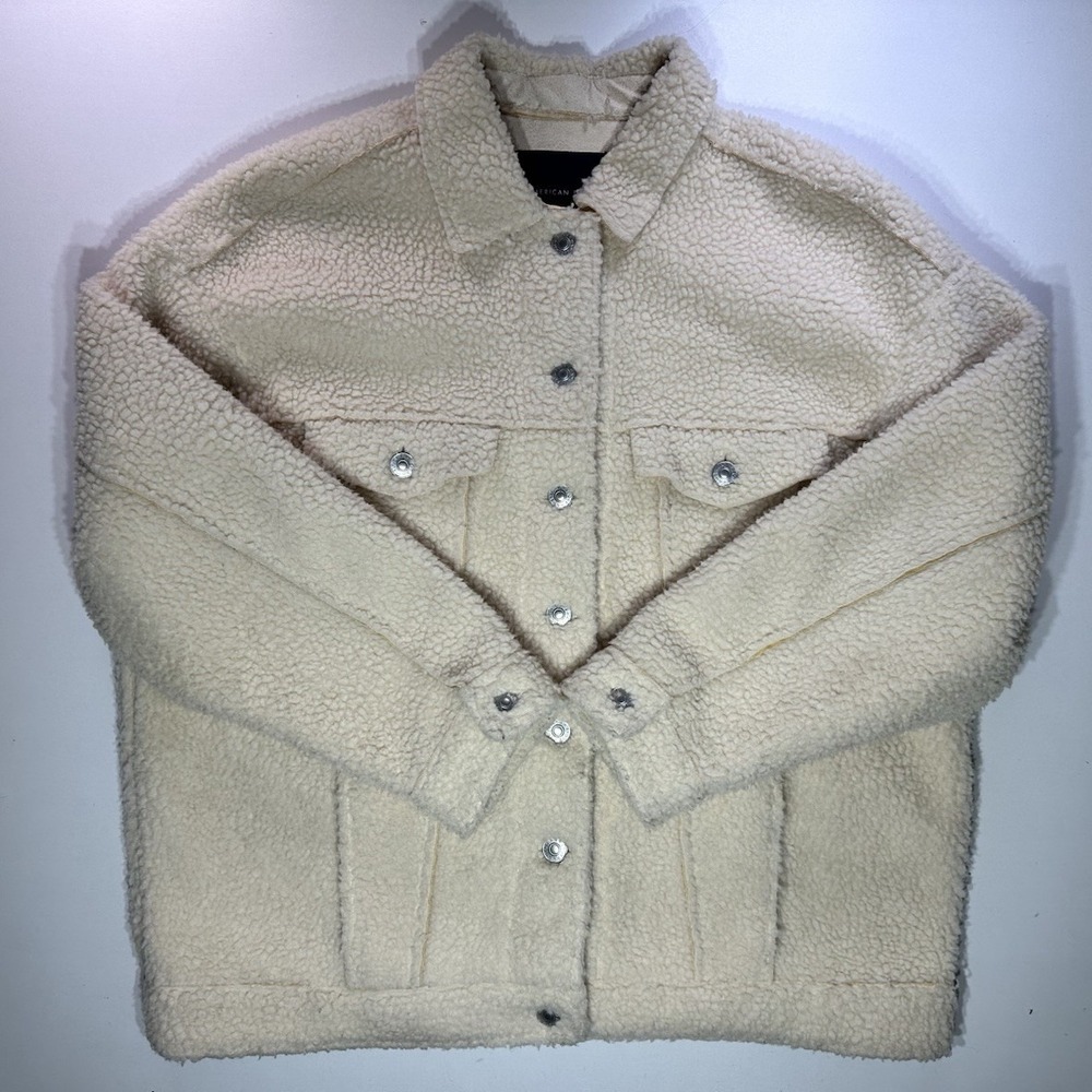American Eagle Outfitters‎ Lined Faux Sherpa Trucker Jacket Size Large - Picture 2 of 12
